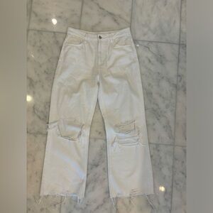 High Rise Vervet Distressed White Jeans